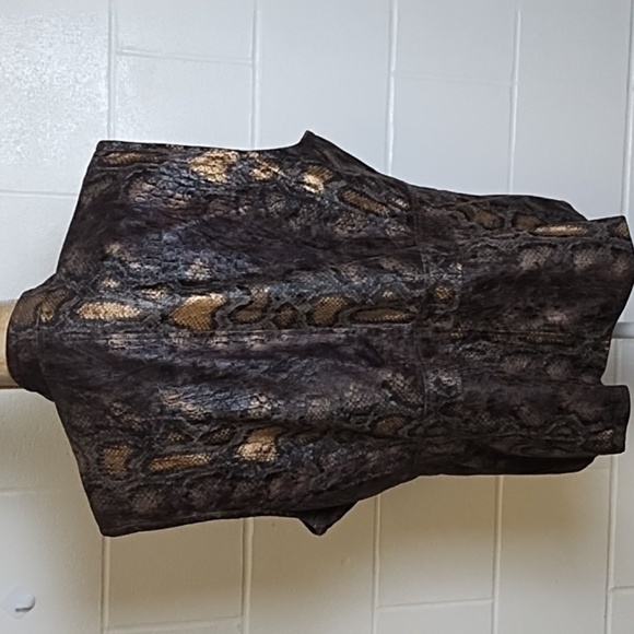 Soft Sueded Snake Print Pocketed Zip Front Lined Vest Extra Large - Picture 2 of 14